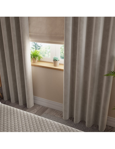 VELVI Zasłona gotowa na przelotkach, szerokość 140 x wysokość 250cm, kolor 017 szaro-beżowy VELVI0