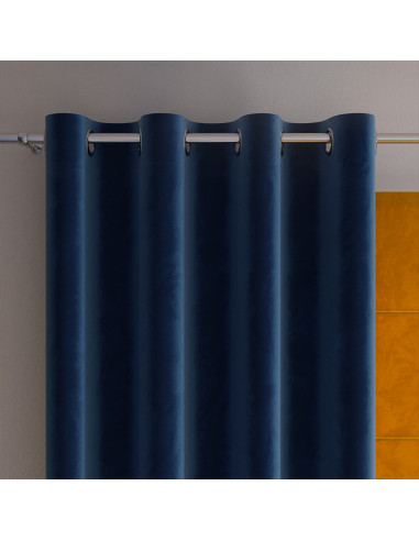 VELVI Zasłona gotowa na przelotkach, szerokość 140 x wysokość 160cm, kolor 011 granatowy VELVI0