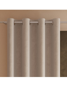 VELVI Zasłona gotowa na przelotkach, szerokość 140 x wysokość 250cm, kolor 015 ciemny kremowy VELVI0