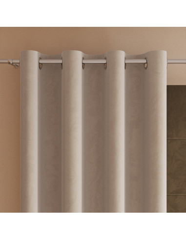 VELVI Zasłona gotowa na przelotkach, szerokość 140 x wysokość 250cm, kolor 015 ciemny kremowy VELVI0
