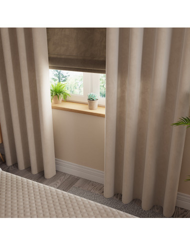 VELVI Zasłona gotowa na przelotkach, szerokość 140 x wysokość 250cm, kolor 015 ciemny kremowy VELVI0