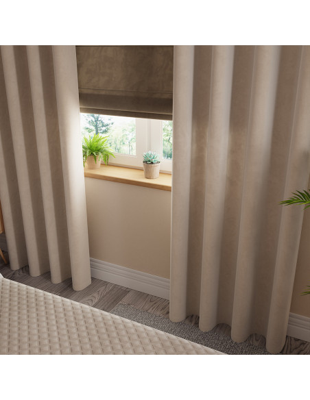 VELVI Zasłona gotowa na przelotkach, szerokość 140 x wysokość 250cm, kolor 015 ciemny kremowy VELVI0