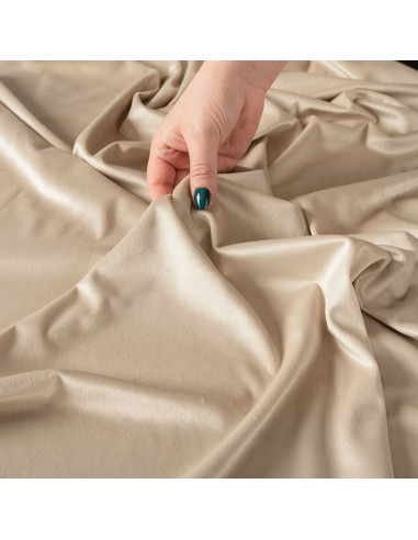 VELVI Zasłona gotowa na przelotkach, szerokość 140 x wysokość 250cm, kolor 015 ciemny kremowy VELVI0