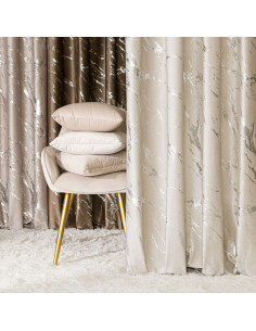 MARMA Zasłona gotowa na przelotkach, szerokość 140cm x wysokość 250cm, kolor 226 jasny kremowy ze srebrnym nadrukiem na VEL