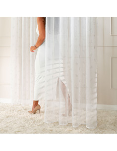 RIBBON Firana gotowa na woalu w diamentowe kokardki, na taśmie z ołowianką, szerokość 140 x wysokość 250cm, kolor 001 bia