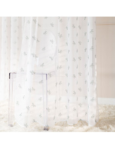 RIBBON Firana gotowa na woalu w diamentowe kokardki, na srebrnych przelotkach, z ołowianką, szerokość 140 x wysokość 250cm