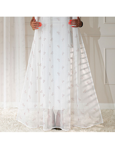 RIBBON Firana gotowa na woalu w diamentowe kokardki, na taśmie, z ołowianką, szerokość 140 x wysokość 250cm, kolor 002 bi