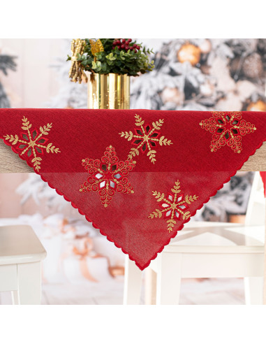 BŁYSZCZĄCE ŚNIEŻYNKI Serweta z haftem, szerokość 85cm x wysokość 85cm, kolor 003 czerwony 640010