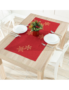 BŁYSZCZĄCE ŚNIEŻYNKI Bieżnik z haftem, szerokość 40cm x wysokość 140cm, kolor 003 czerwony 640010 2