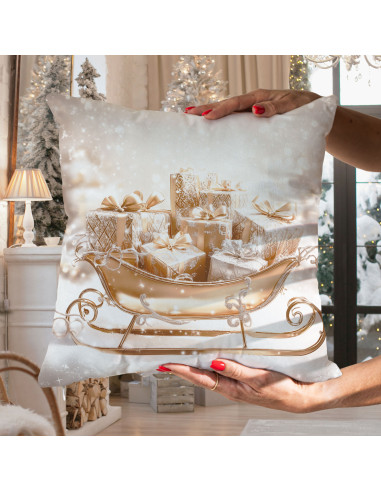 ZŁOTE SANIE Poszewka dekoracyjna VELVET, 40x40cm, kolor 001 biało-złoty PBN370