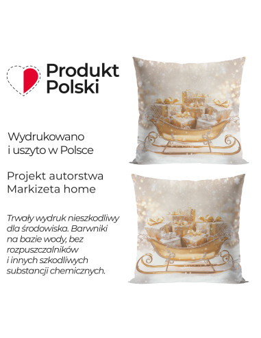 ZŁOTE SANIE Poszewka dekoracyjna VELVET, 40x40cm, kolor 001 biało-złoty PBN370