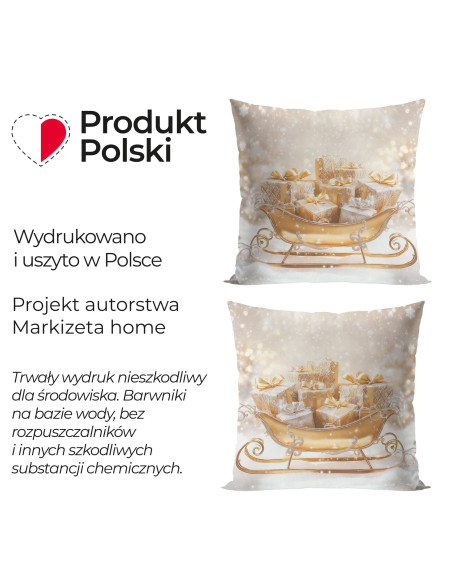 ZŁOTE SANIE Poszewka dekoracyjna VELVET, 40x40cm, kolor 001 biało-złoty PBN370