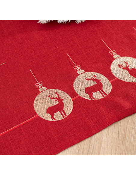 BŁYSZCZĄCY RENIFER Obrus z haftem, szerokość 120cm x wysokość 160cm, kolor 003 czerwony 295157