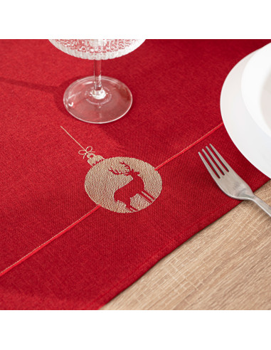 BŁYSZCZĄCY RENIFER Bieżnik z haftem, szerokość 40cm x wysokość 140cm, kolor 003 czerwony 295157