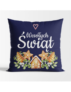 PIERNIKI Poduszka z wypełnieniem silikonowym dwustronna MICROFIBRA, 40x40cm, kolor 002 granatowy (do wyczerpania zapasu) TBN016