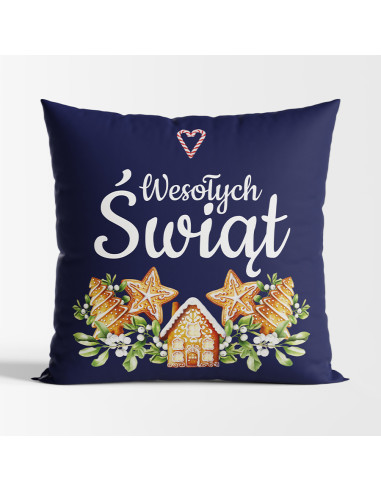 PIERNIKI Poduszka z wypełnieniem silikonowym dwustronna MICROFIBRA, 40x40cm, kolor 002 granatowy (do wyczerpania zapasu) TBN016