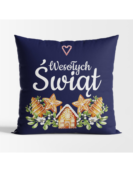 PIERNIKI Poduszka z wypełnieniem silikonowym dwustronna MICROFIBRA, 40x40cm, kolor 002 granatowy (do wyczerpania zapasu) TBN016