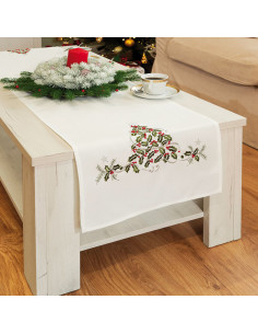 ZIELONY UROK Bieżnik z haftem, szerokość 40cm x wysokość 160cm, kolor 001 biały 892076