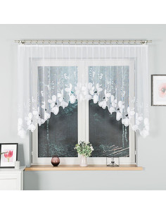 TEODORA · firanka gotowa z podcięciem · biała · motyw kwiatów · 300x120 2
