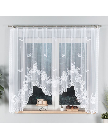 PENELOPE · firanka gotowa z podcięciem · biała · klasyczny wzór · 300x160