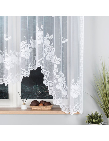 PENELOPE · firanka gotowa z podcięciem · biała · klasyczny wzór · 300x160
