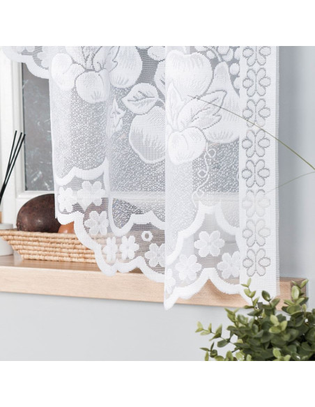 PENELOPE · firanka gotowa z podcięciem · biała · klasyczny wzór · 300x160