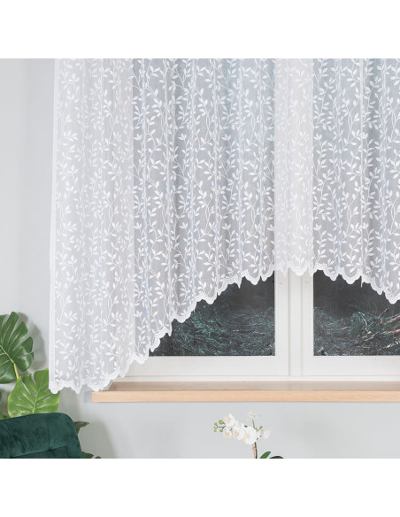 ZUZANNA · Firanka gotowa żakardowa z podcięciem na dole · 300x160 cm · kolor biały