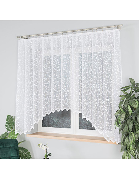 ZUZANNA · Firanka gotowa żakardowa z podcięciem na dole · 300x160 cm · kolor biały