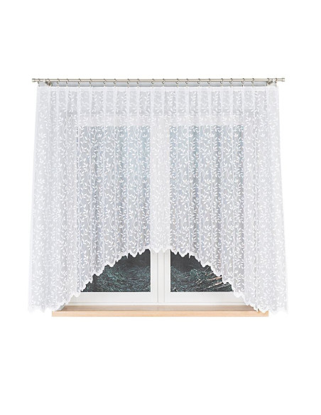 ZUZANNA · Firanka gotowa żakardowa z podcięciem na dole · 300x160 cm · kolor biały