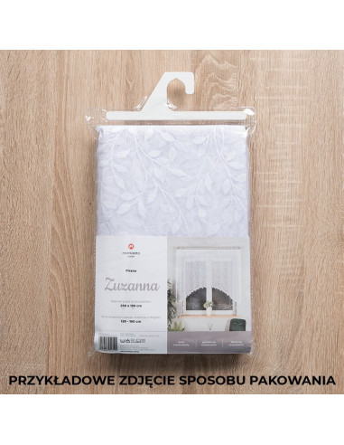 ZUZANNA · Firanka gotowa żakardowa z podcięciem na dole · 300x160 cm · kolor biały