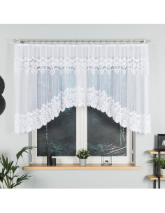 DARIA · firanka gotowa z podcięciem · biała · klasyczny wzór · 350x120