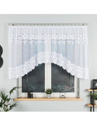 DARIA · firanka gotowa z podcięciem · biała · klasyczny wzór · 350x120