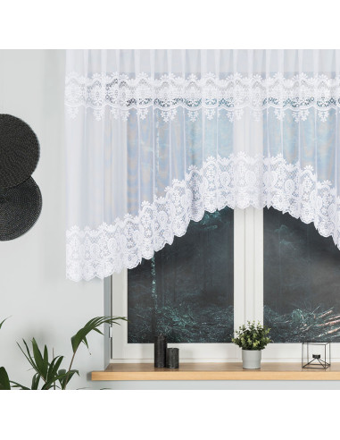 DARIA · firanka gotowa z podcięciem · biała · klasyczny wzór · 350x120