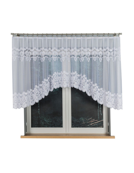 DARIA · firanka gotowa z podcięciem · biała · klasyczny wzór · 350x120