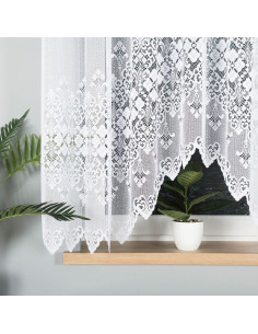 NADIA - Firanka gotowa żakardowa z podcięciem na dole - 300x160 cm - kolor biały 2