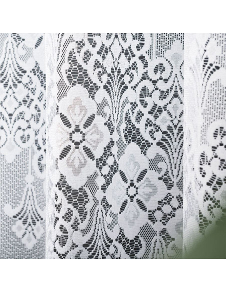 NADIA - Firanka gotowa żakardowa z podcięciem na dole - 300x160 cm - kolor biały