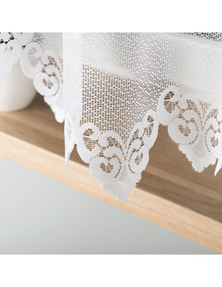 NADIA - Firanka gotowa żakardowa z podcięciem na dole - 300x160 cm - kolor biały