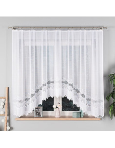 MODESTA · firanka żakardowa gotowa · biała · klasyczny wzór · 300x160 cm