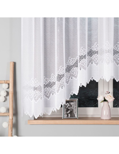 MODESTA · firanka żakardowa gotowa · biała · klasyczny wzór · 300x160 cm