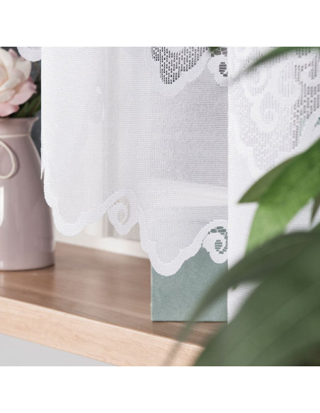 MODESTA · firanka żakardowa gotowa · biała · klasyczny wzór · 300x160 cm