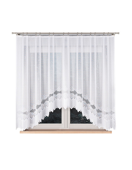MODESTA · firanka żakardowa gotowa · biała · klasyczny wzór · 300x160 cm