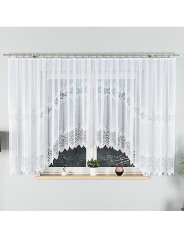 VIOLETTA · firanka gotowa z podcięciem · biała · wzór klasyczny · 420x160