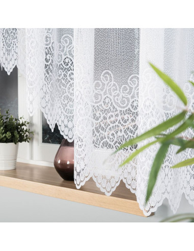 VIOLETTA · firanka gotowa z podcięciem · biała · wzór klasyczny · 420x160