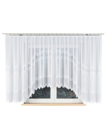 VIOLETTA · firanka gotowa z podcięciem · biała · wzór klasyczny · 420x160