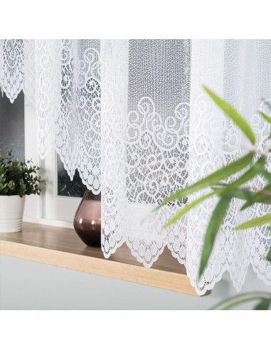 VIOLETTA · firanka gotowa z podcięciem · biała · wzór klasyczny · 420x160