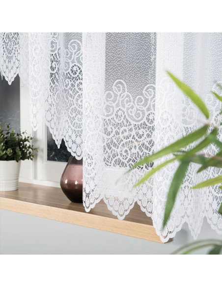 VIOLETTA · firanka gotowa z podcięciem · biała · wzór klasyczny · 420x160