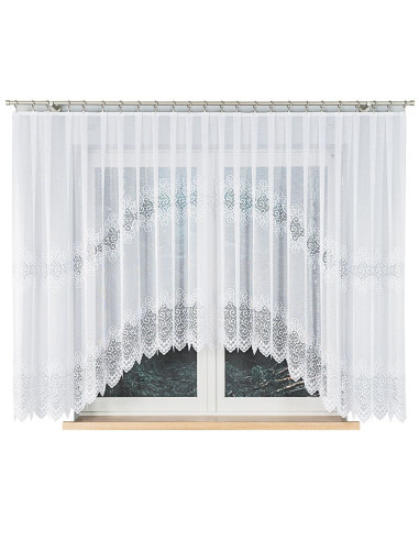 VIOLETTA · firanka gotowa z podcięciem · biała · wzór klasyczny · 420x160
