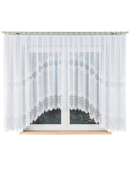 VIOLETTA · firanka gotowa z podcięciem · biała · wzór klasyczny · 420x160
