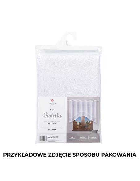 VIOLETTA · firanka gotowa z podcięciem · biała · wzór klasyczny · 420x160