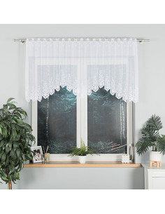 KLEMENTYNA · Firanka gotowa żakardowa z podcięciem na dole · 200x80 cm · kolor biały